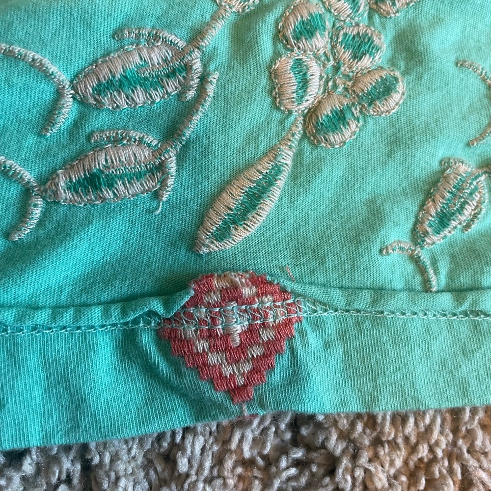 Johnny Was Turquoise Embroidered Short Sleeve Top - Picture 8 of 11